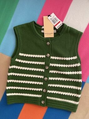 Scotch &Soda knit top in green and white, 100% cotton, size XS